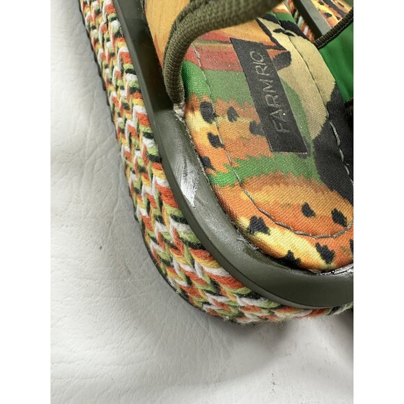 Farm Rio Sandals Women's Size 9 Green Toucans Flatform Raffia Green Multicolor - Picture 8 of 16